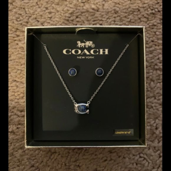 Coach Necklace and Earring Set - Blue - Picture 1 of 4